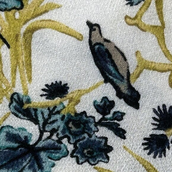 J Jill Top Extra Large Petite Blue Bird Print Green Floral Lightweight Office - Picture 5 of 14